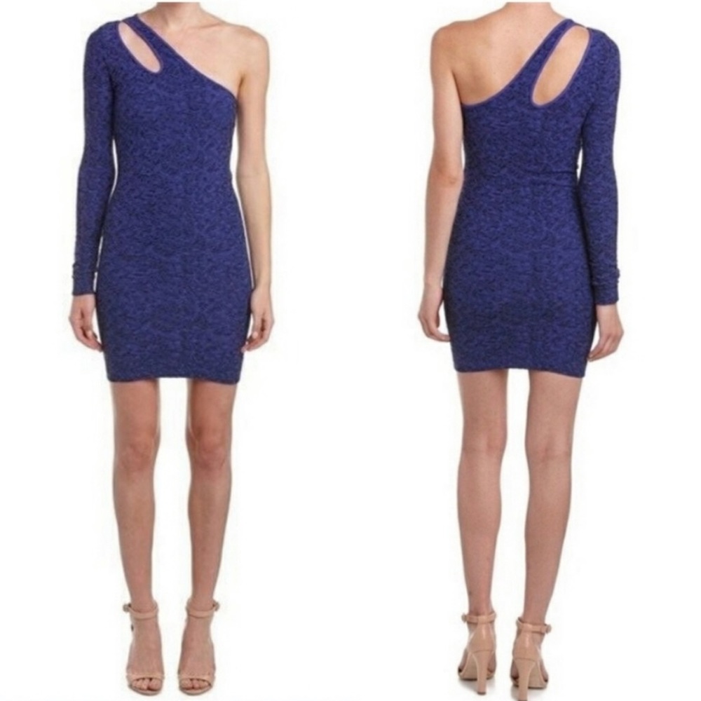 NWT BCBGeneration Periblue One Shoulder Bodycon Dress Cotout Mini Sz M-L